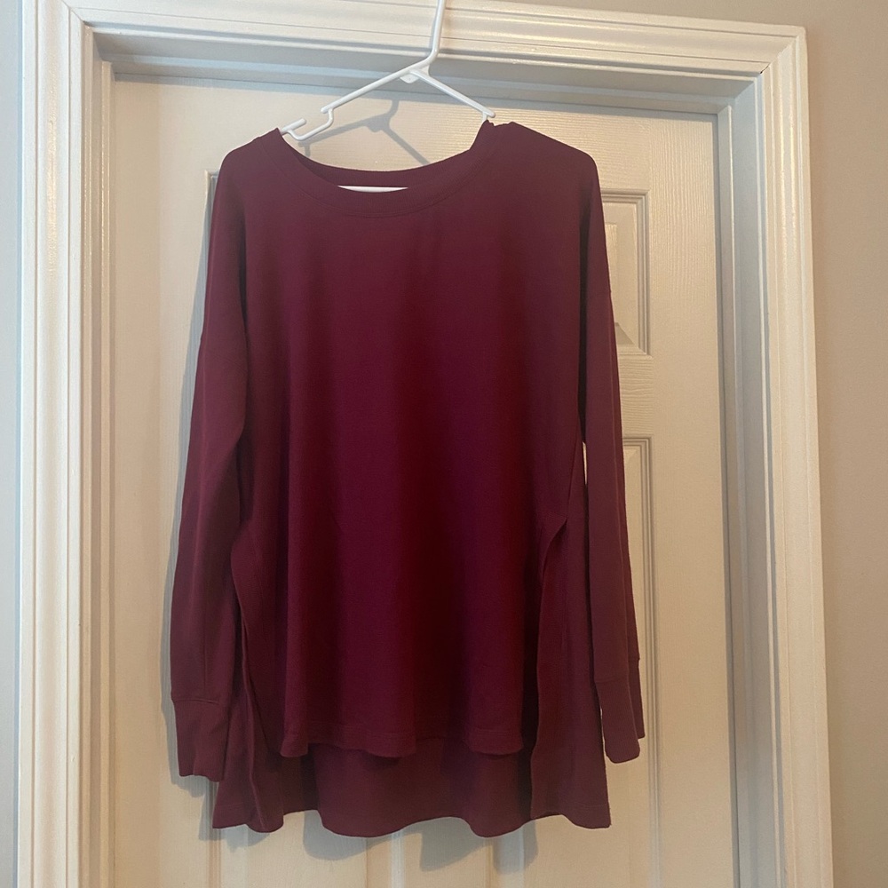 new directions Long-Sleeve Layered Hem Top - Wine
